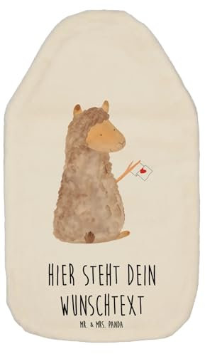 Mr. & Mrs. Panda Personalisierte Wärmflasche Alpaka Fahne - Personalisierte Geschenke, Kinderwärmflasche mit Namen, Kinder Wärmflasche mit Namen,