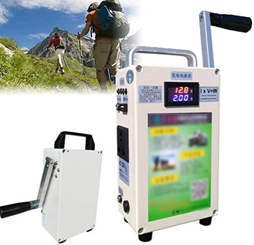 Generatore a Manovella Portatile, Piccolo Generatore a Manovella da 150 W, Batteria al Litio da 5000 mAh Pannello di Illuminazione per Uso Domestico 12V di Grande Capacità, Generatore + Carica,220V