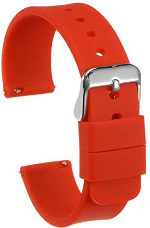 sourcing map Bracelet de Montre Silicone 12mm Largeur Souple Dégagement Rapide Caoutchouc Remplacement Montre Bande avec Inox Acier Boucle pour Homme Femme, Rouge