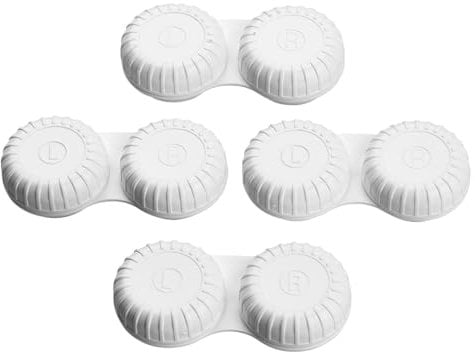 Eye Discover - Antimicrobial Contact Lens Case | Leak-Proof Screw Lid | Silver Ion Protection | Non-Slip Design | R & L Indicators, Pack of 4, White, Plastic