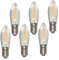 Erzgebirgslicht - AUSWAHL - 6 Stück LED Filament Topkerze 14-55 V 0,1 W für INNEN, für 4-16 Brennstellen E10 Riffelkerze Ersatzbirne Glühbirne Glühlämpchen für Lichterketten Pyramide Schwibbogen