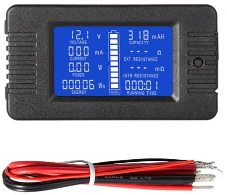 DEWIN Multifunctional Battery Tester, Digital Ammeter PZEM-013 DC 0-200V 10A Voltage Current Meter Panel Voltmeter Power Energy Resistance Meter Monitor