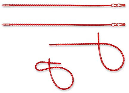 MASHPAPER 100er Pack Wiederverwendbare Rote Kabelbinder - 320mm Blitzbinder Rasterschlaufen, Robust & Vielseitig