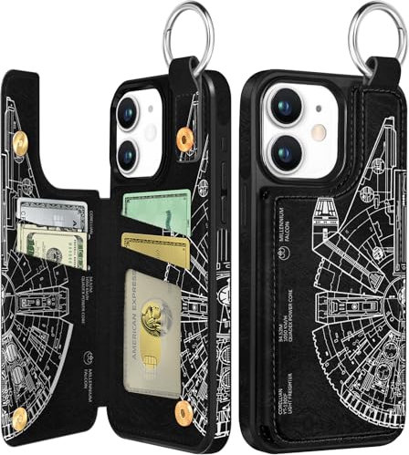 Shorogyt for iPhone 12 Wallet Case with Card Holder, Designer Space Pattern Kickstand Magnetic Clasp Back Flip Folio Leather Phone Cases for iPhone 12 for Women Men Girls