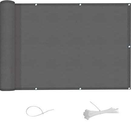 AXT SHADE Balkon Sichtschutz Wetterfest 80x200cm Balkonverkleidung Balkonabdeckung Balkonbespannung Blickdichte Windschutz und UV-Schutz mit Kabelbinder für Balkongeländer-Anthrazit