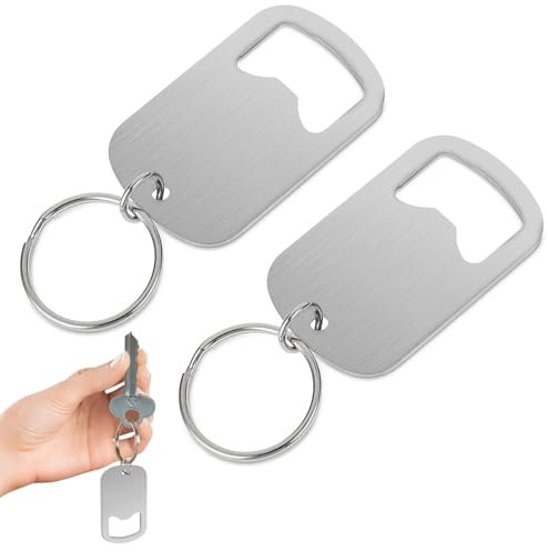 FUZVOL 2 Pcs Bottle Opener Key Ring Stainless Steel Beer Opener Small Bartender Beer Bottle Opener with Keychain for Bar, Home, Restaurant, Father's Day Gift