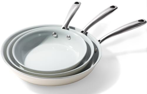 Cookware Sartenes antiadherentes de cerámica: 3 sartenes antiadherentes de 8, 9.5 y 11 pulgadas, sartenes saludables para huevos, sin PTFE, PFOA, PFAS