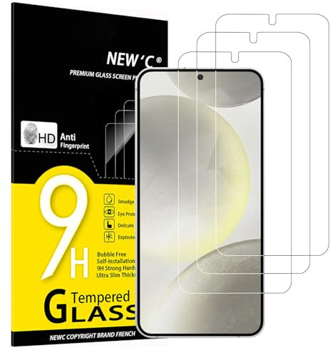 NEW'C 3 Piezas, Protector Pantalla para Samsung Galaxy S25 Plus/ S25+, Galaxy S25 Edge, Cristal templado Antiarañazos, Antihuellas, Sin Burbujas, Dureza 9H, Transparente, Ultra Resistent