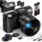 Digital Camera, 5K 64MP Cameras for Photography with WiFi, 64GB Card, Autofocus, Adjustable flashlight, 18X Zoom 180°Flip Screen Compact Travel Vlogging Camera for Youtube Beginners, Wide & Macro Lens