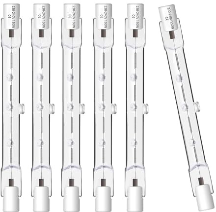 Trubuyware R7S 118mm Halogen leuchtmittel 150 Watt, Halogenstab 118mm 150W 6er Pack, R7S Halogenlampe 230V 2700K Warmweiß Dimmbar für Arbeitsleuchten Sicherheitsleuchten Landschaftsleuchten