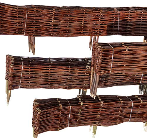 Beeteinfassung Weide 20 cm x 60 cm 5er Set - Weiden Steckzaun als Beetumrandung oder Gartenabgrenzung