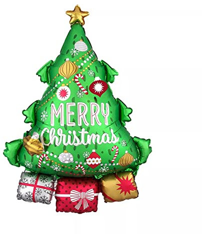 Folienballon Weihnachten -Tannenbaum Merry Christmas, ca. 55 x 78 cm - Groß XL Weihnachtsmann Weihnachstabaum Helium Folienluftballon Luftballon Weihnachtsfeier Party Deko Kopper-24 Dekoration