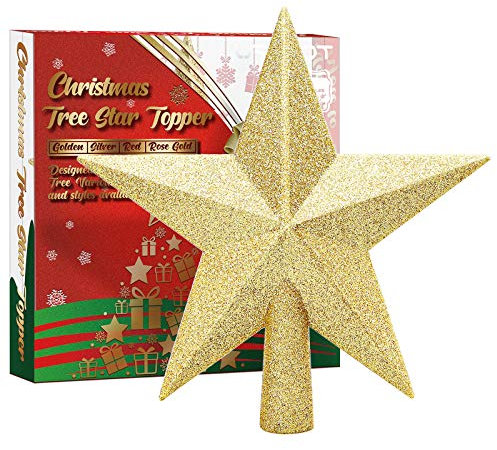 URATOT Mini Glitzernde Weihnachtsstern Treetop Weihnachtsschmuck Holiday Treetop Shatterproof Star-Ornament für Weihnachtsbaumdekoration während der Feiertage