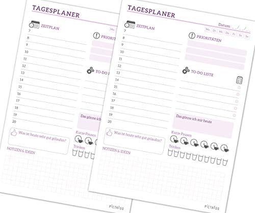 To Do Listen Block A5, 50 Blatt Tagesplaner ohne Datum - inkl. Zeitplan, Prios und Habit-Tracker, ToDo Planer für mehr Organisation und Motivation, Daily Planner, Notizblock tägliche Aufgaben (2xRosa)