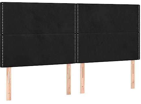 vidaXL Tête de Lit à LED Meuble de Chambre à Coucher Accessoire de Lit Double Tête de Cadre de Lit Intérieur Noir 200x5x118/128 cm Velours