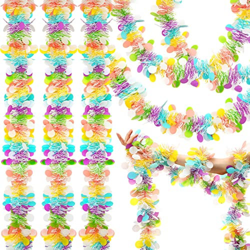 8 Stück 15.8 m Oster-Lametta-Girlanden, buntes Lametta-Twist mit Konfetti-Frühlingsgirlande, Lametta-Fransen-Girlande, hängende Lametta-Ornament, Dekoration für Außenbereich, Urlaub, Partyzubehör