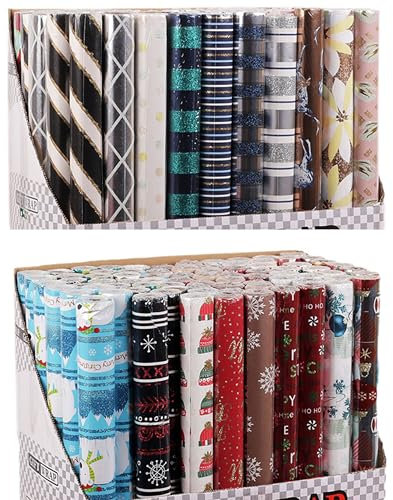 Weihnachtsgeschenkpapier mit glitzer 70cm Länge 2m - 5er Set gemischt - Geschenkpapier