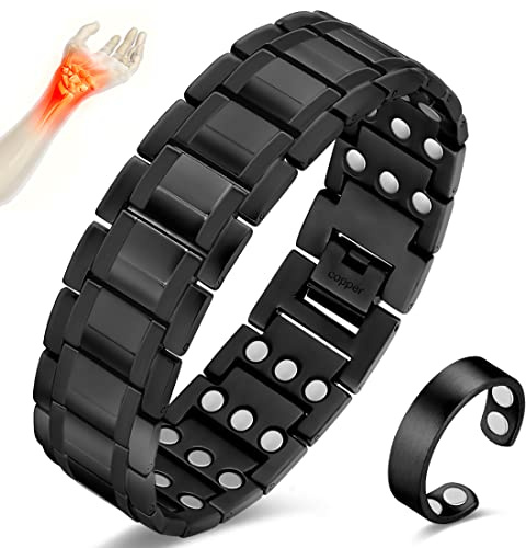 Cigmag 3X Copper Bracelet for Men Triple Ultra Strength Magnets Pure Copper Magnetic Bracelet & Ring Set with Adjustable Sizing Tool