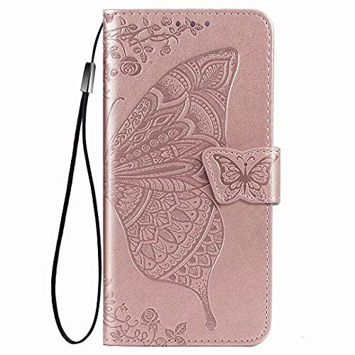JIAFEI Compatible pour Coque Honor 90 Lite 5G, Premium PU Portefeuille Étui Motif en Relief, Or Rose