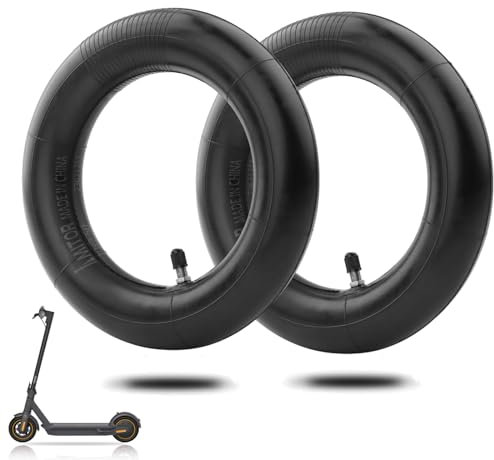 Amitor E Scooter Schlauch 10 x 2,50, 10 Zoll Schlauch Vorne und Hinten, 60/70-6.5 Ersatzschlauch mit Verdickung für Nine bot MAX G30 G30P G30LP/Kugoo M4 M4Pro/Soflow So4 Pro, Silbernes Gerades Ventil