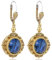 Vintage Ohrringe Gold Blau Kristalle Kristalle Damen Ohrhänger Gold NOBEL SCHMUCK