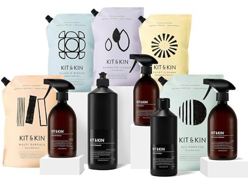 Kit & Kin Eco Home Cleaning Bundle | Non-Toxic Plant-Based Cleaning Products | 100% Naturally Derived | Pet Safe | House Move Gift