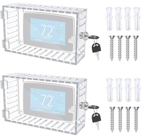 Universal-Thermostat-Schlosskasten mit Schlüssel, transparente Thermostatabdeckung mit Verriegelung, kompatibles Thermostat mit Wandbox