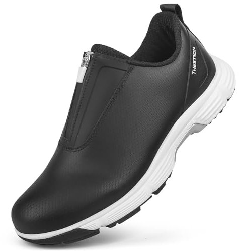 ZHENSI Zapatos De Golf Impermeables Hombre Zapatillas De Entrenamiento De Golf Profesionales Sin Clavos Zapatillas para Caminar con Cremallera Zapatillas Ligeras Antideslizantes,Negro,43 EU