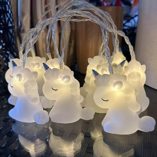 YeahBoom Einhorn Lichterketten,LED Lichterkette Einhorn Design,LED Lichterkette Batteriebetrieben,Lichterkette Kinderzimmer,Lichterkette Innen Außen für Garten Hochzeits Zimmer Deko