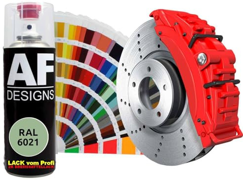 Alex Flittner Designs 2K Bremssattellack RAL Spraydose hitzebeständig 300° Bremssattelfarbe Hochwertiger Lack für Bremssättel, Bremsen und Autozubehör - 400 ml (RAL6021 BLASSGRUEN)