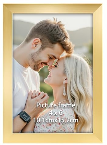 Ditwis Bilderrahmen 10x15 Gold, Fotorahmen für 15x10 cm Fotos und Bilder, Wand- und Tischaufstellung, Modern Rahmen für Wohn-, Schlaf- und Büroräume
