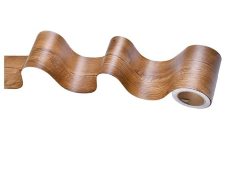 Battiscopa Passacavi Adesivo for bordi effetto legno, impermeabile, in PVC, autoadesivo, for cornice for specchio, cucina, bagno, carta da parati(Brown,XS)