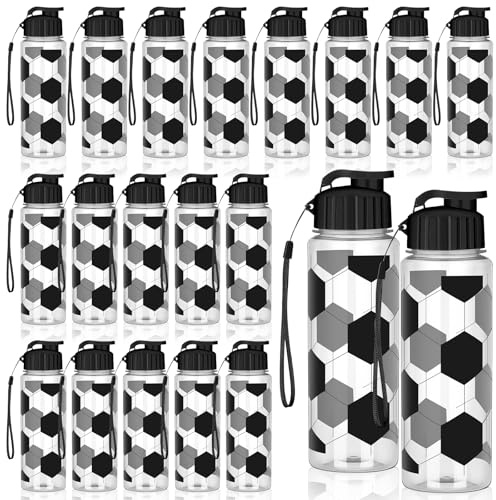 DHNDO 20 Pack Plastic Football Water Bottles Bulk, 500ml Reusable Sports Water Bottles with Leakproof Flip Top Lids, Sports Soccer Ball Drinking Bottle for School Gym Outdoor Players