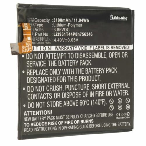 Akku-King Akku kompatibel mit ZTE Li3931T44P8h756346 - Li-Polymer 3100mAh - für Axon 7, Grand X4, Blade V8 Pro, Spark, A2017U, BV8P121, Z956, Z971, Z978