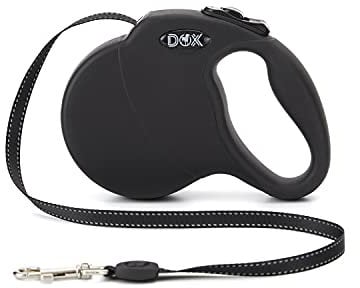 DDOXX Hundeleine Ausziehbar - Stabile Reflektierende Nylonstreifen Hundeleine Bissfest - Rollleine Break & Lock System - XS (Schwarz)