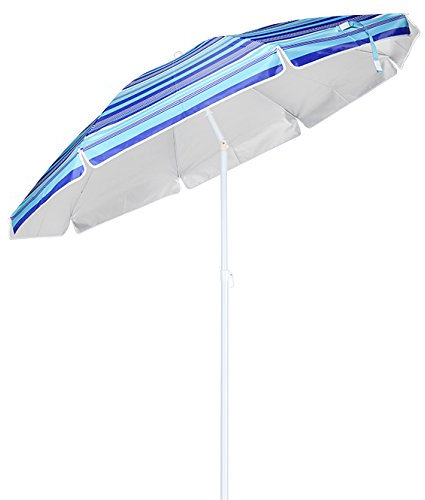 Meinposten Sonnenschirm blau rund 180 cm UV 50+ Strandschirm Gartenschirm Balkonschirm