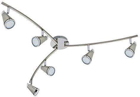 Trango 6-flammig LED Deckenleuchte 2992-62SD in Nickel matt incl. 6x 5 W 3-Stufen dimmbaren LED Leuchtmittel - Bad Lampe, Deckenlampe, Deckenstrahler, Deckenspot, Wohnzimmer Lampe schwenkbar