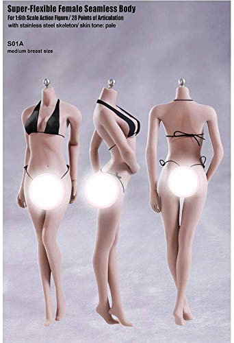 ZSMD 1/6 Kopflose Stahl Knochen Kunststoff Nahtlose Soldatin Weiblicher Körper Körper Modell Weiße Farbe Geeignet Für HT VERYCOOL TTL Hottoy Spielen PHICEN (A)