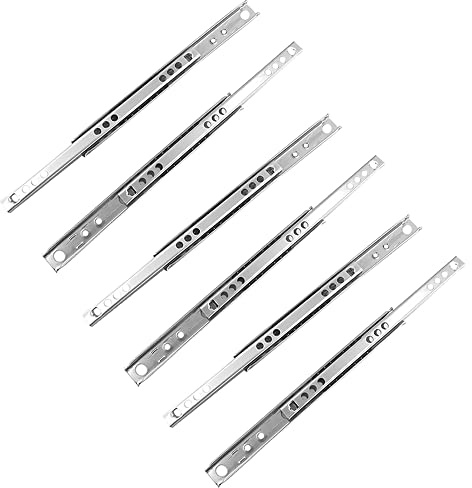 TopHomer Schubladenschienen aus Metall, 3 Paar Kugellager-Schubladenschienen für Möbel (400 mm Länge)