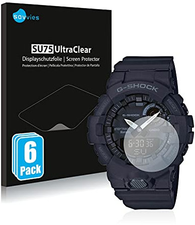 Savvies 6 Stück Schutzfolie für Casio G-Shock GBA800 Displayschutz-Folie Ultra-Transparent