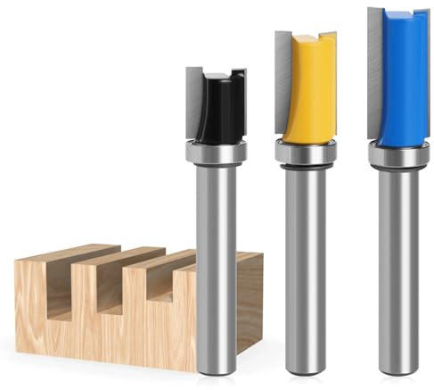 HWTONG 3 Stück bündigfräser 8mm, Kopierfräser Router Bit, für Bündigfräser Kugellager Oben, Trimm Carving Tool (3)