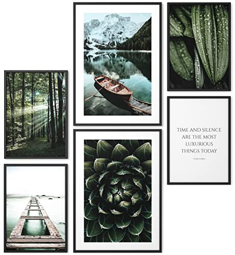 Papierschmiede® Mood Poster Set Nature Calls, Bilder Wohnzimmer Deko Schlafzimmer, 2x DIN A4 und 4x DIN A5, Natur Meer Wald Grün - Wandposter ohne Rahmen