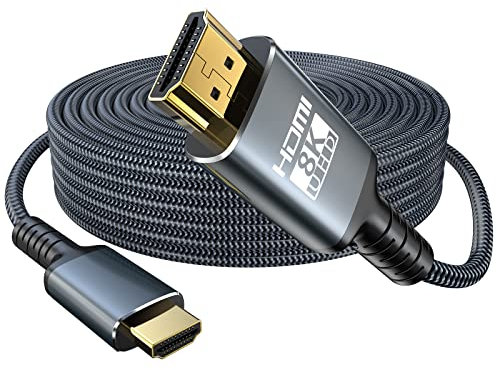 Eareyesail 8K HDMI 2.1 Kabel 10M,48Gbps Ultra High Speed Gaming Flechtkabel Unterstützung 8K@60HZ/4K@120Hz,eARC,Dynamic HDR,HDCP 2.2/2.3,3D,VRR für 120fps Monitor PS5/PS4/X-Box/Roku TV/RTX3080/3090.
