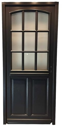 Porte D'entrée Bois Vitrée, Alicia, Gris Ral7016, H,215xl,80 P,gauche Cote Tableau Gd Menuiseries