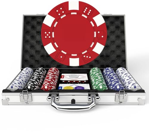 HEITOK Pokerchip-Set mit Aluminiumkoffer, 300 Stück 11,5 Gramm Casino-Pokerchips für Texas Hold'em Blackjack Glücksspiel