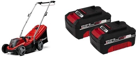 Einhell GE-CM 18/33 Li - Kit (1x4,0Ah) Tagliaerba a batteria Power X-Change & Originale PXC Twin Pack 4,0 Ah Batterie, 18 V, Per tutti i dispositivi Power X-Change