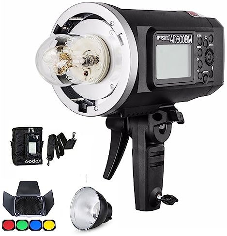 Godox AD600BM Bowens Mount 600Ws GN87 HSS Outdoor Flash Strobe Light with 2.4G Wireless X System, 8700mAh Battery, w/Godox BD-04 Barn Door and Godox PB-600 Portable Flash Bag