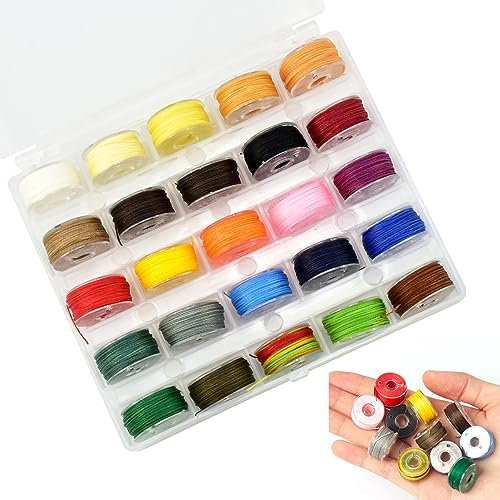 TSASWEET 25 Rotoli Filo Cerato Colorati 0,45mm x 10m Cordoncino Filo Cerato Fili Cerati per Braccialetti Cordini in Poliestere Cerato per Collane Perlin Creazioni DIY e Lavori Artigianali (25 Colori)