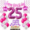 Deko 25. Geburtstag Frauen Luftballons - Geschenk und Tortendeko für Frau - Rosa Dekoration für 25 Jahre