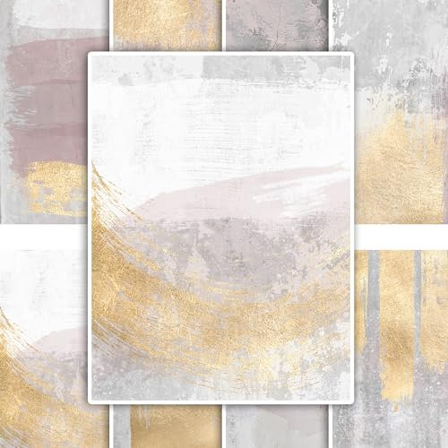 GRAZDesign Fliesenaufkleber Bad & Küche, Grau mit Gold Helle Fliesen Klebefliesen selbstklebend - 15x20cm - 12 Stück